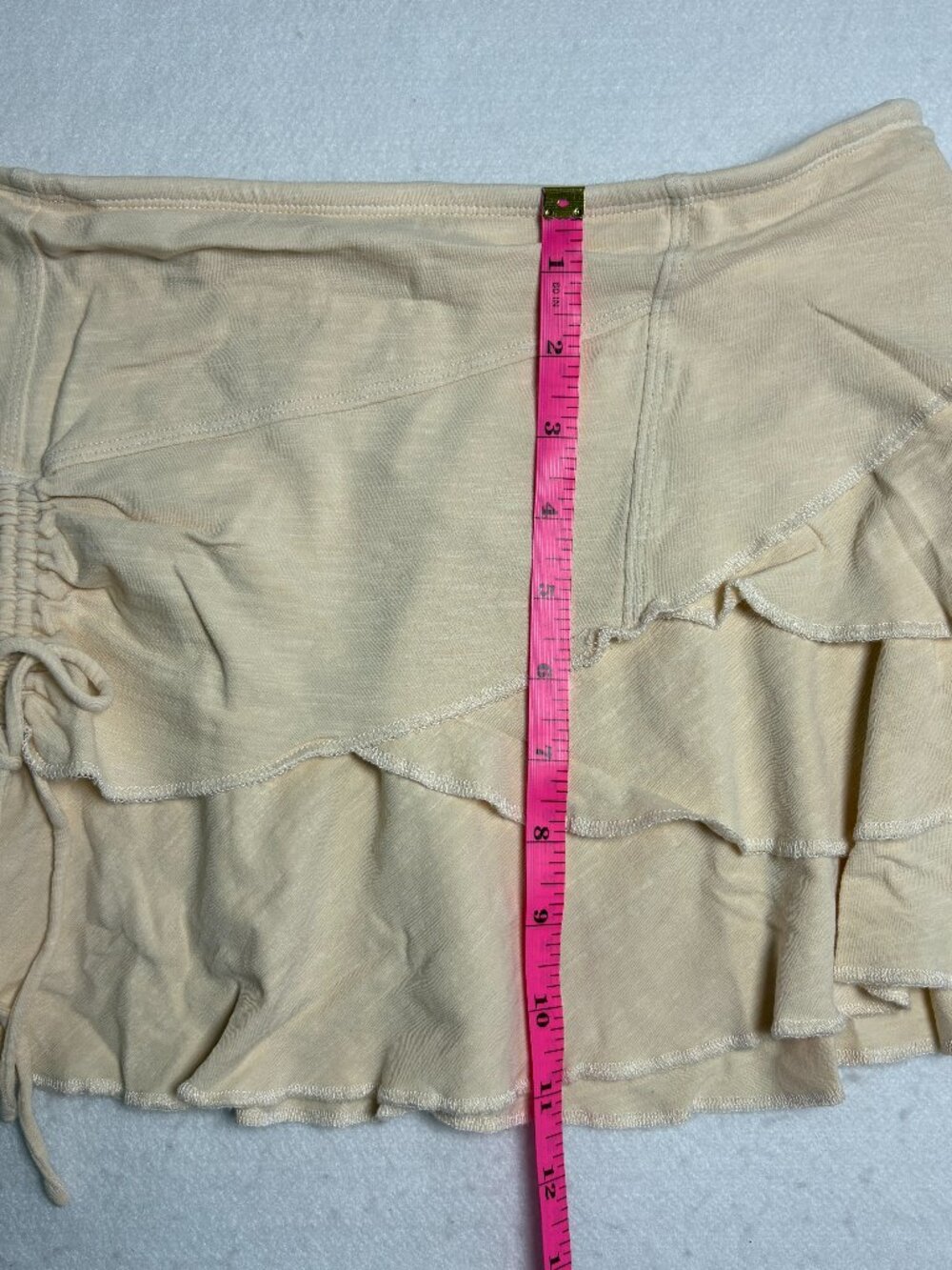 BDG Urban Outfitters Lunaskirt Women's Cream Ruched Ruffle Mini Skirt Coquette M - Picture 7 of 9